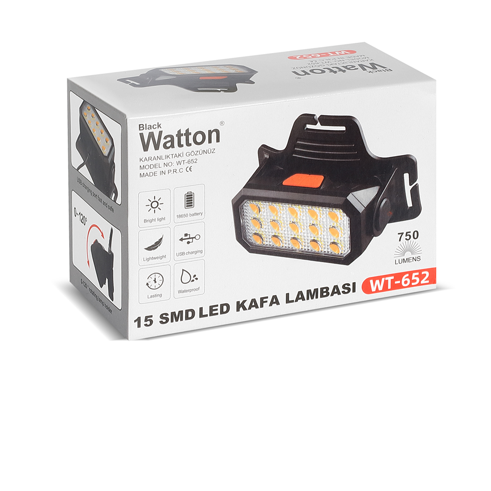 Watton%20WT-652%2015%20Ledli%20Sarı%20/%20Beyaz%20Led%20Şarjlı%20Kafa%20Feneri