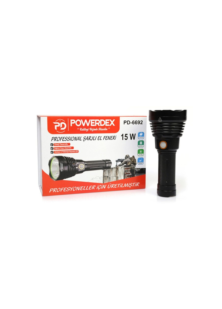 Powerdex%20PD-6692%2015Watt%20Süper%20LED%20Profesyonel%20Şarjlı%20El%20Feneri