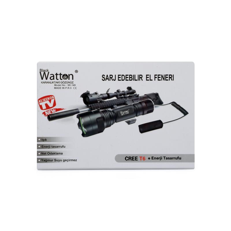 Watton%20WT-149%20Cree%20T6%20LED%20Yağmur%20Suyu%20Geçirmez%20Enerji%20Tasarruflu%20Şarjlı%20El%20Feneri